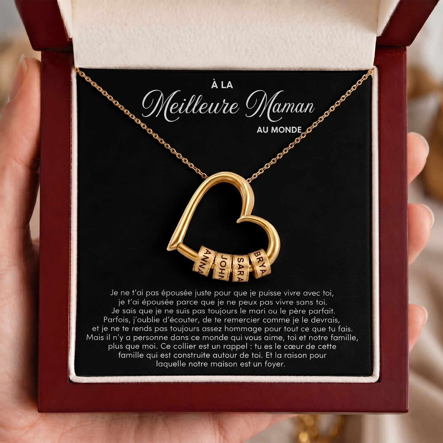 Collier Gravé « Cœur de la Famille »
