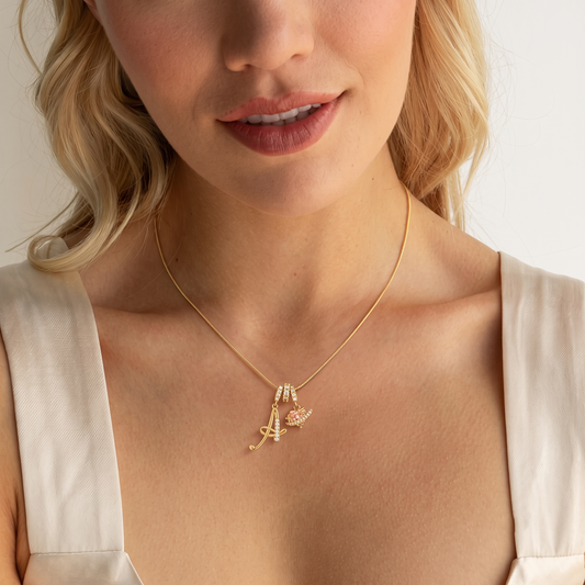 Collier Cœur avec Pierre de Naissance et Initiale