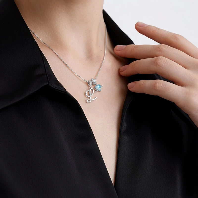 Collier Cœur avec Pierre de Naissance et Initiale
