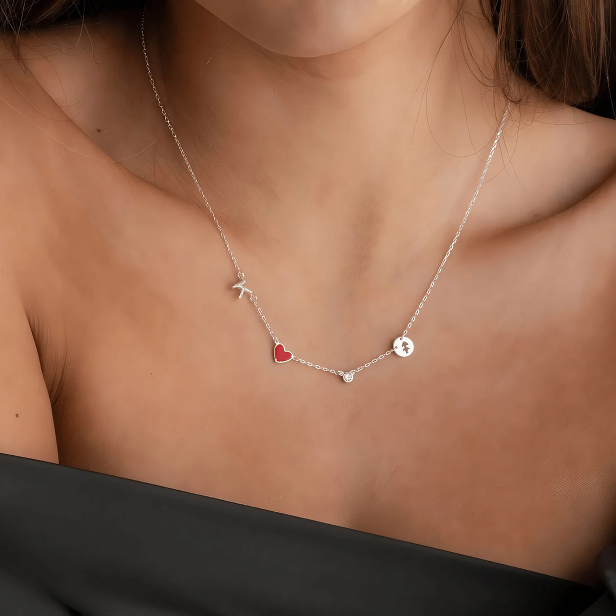Collier Cœur Initiale Zodiaque & Pierre de Naissance